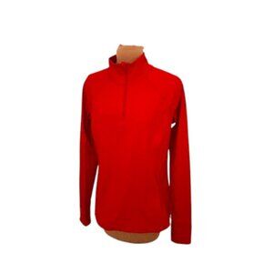 Athleta Rainier Quarter Zip Pullover Size M Red Thumbhole Athletic Running Top